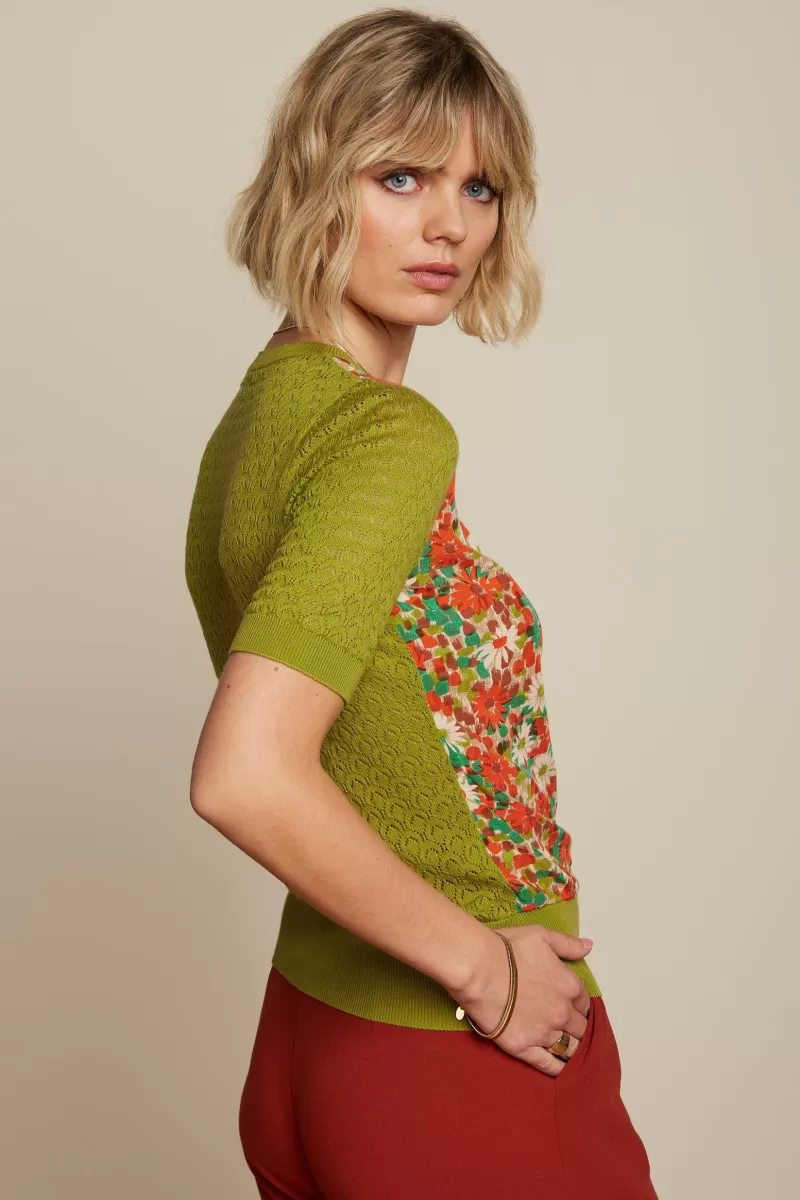 Vrouw King Louie Vesten-Ajour Knit Cardi Keylime