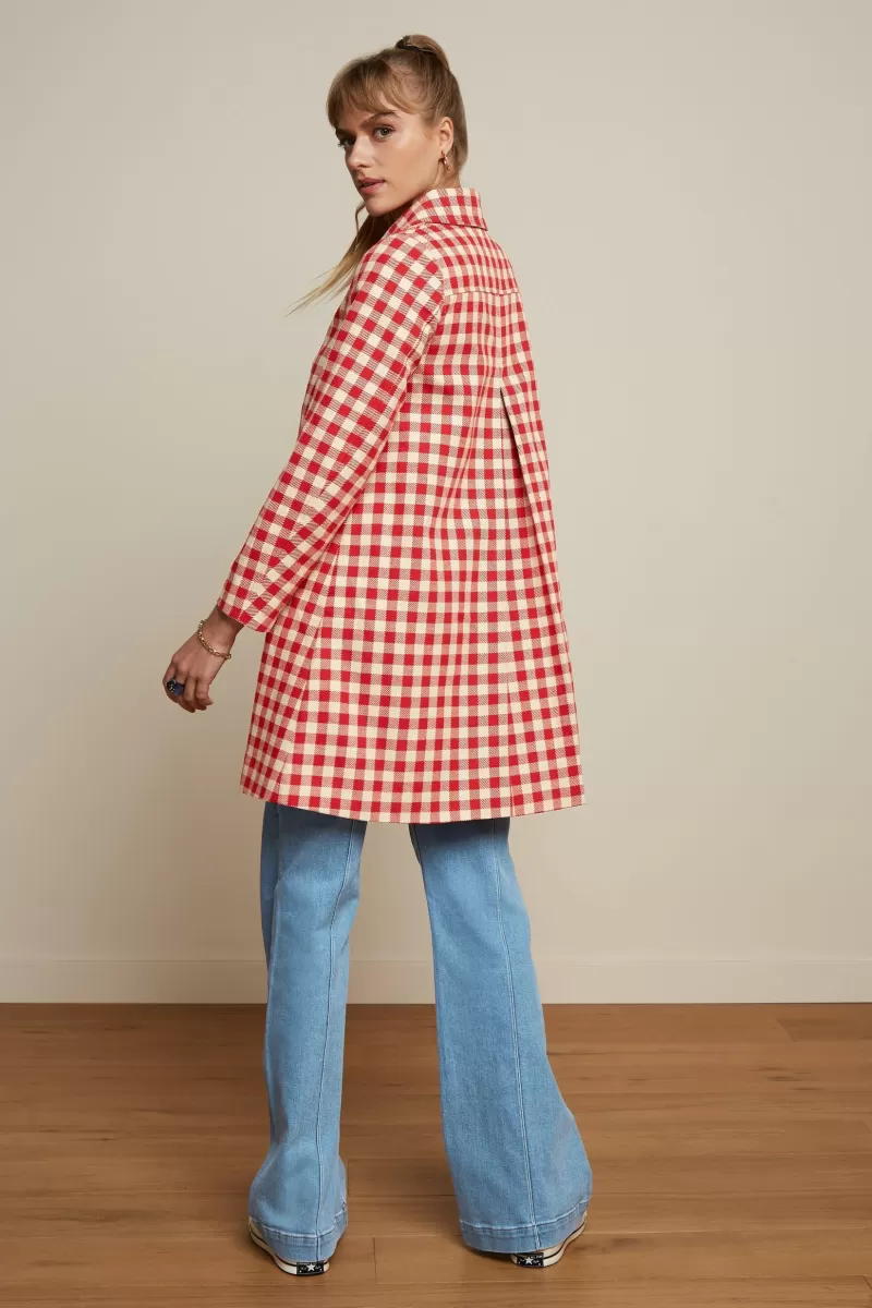 Vrouw King Louie Jassen & Blazers-Anais Coat Long Nimes Check