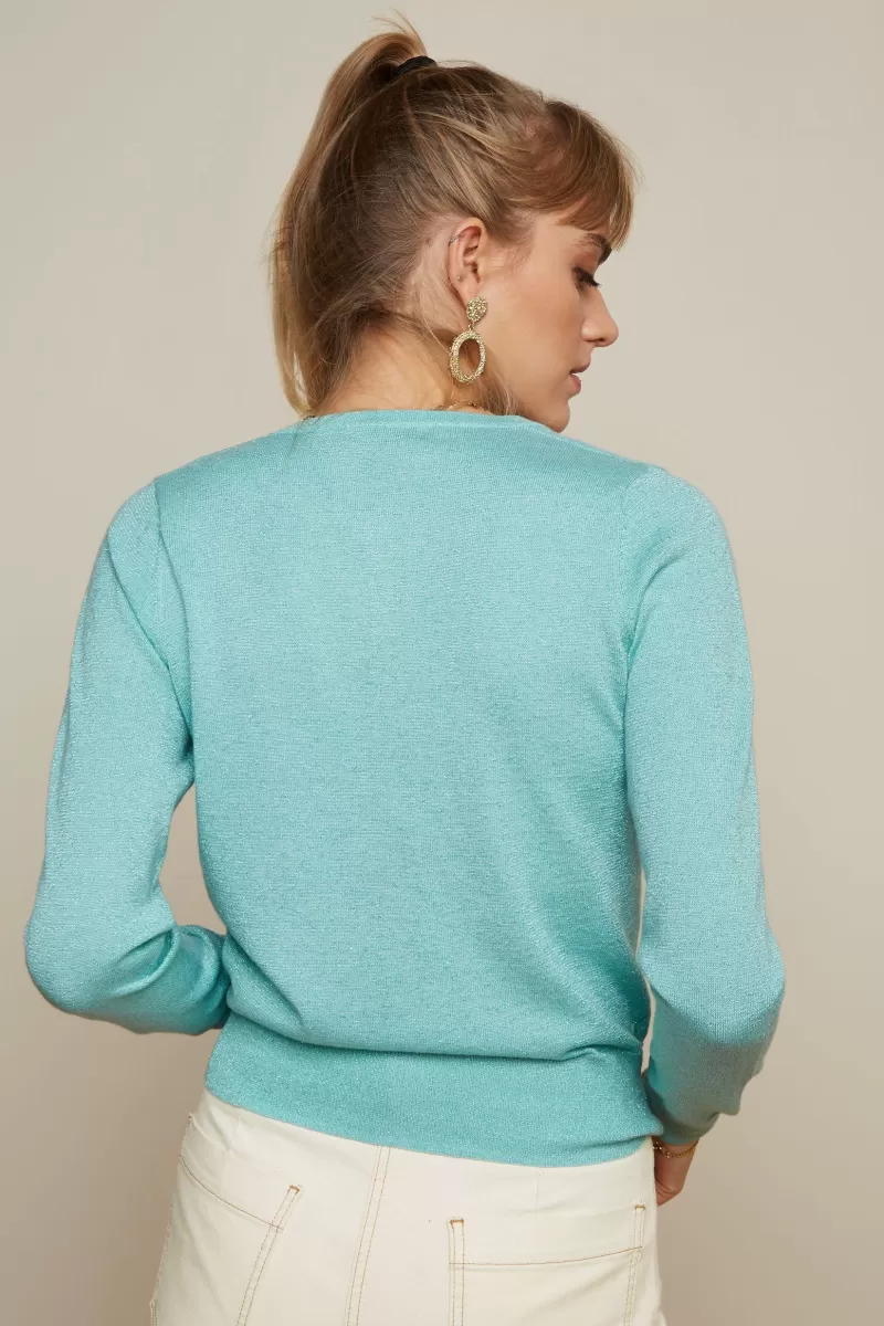 Vrouw King Louie Vesten-Cardi Roundneck Organic Lapis