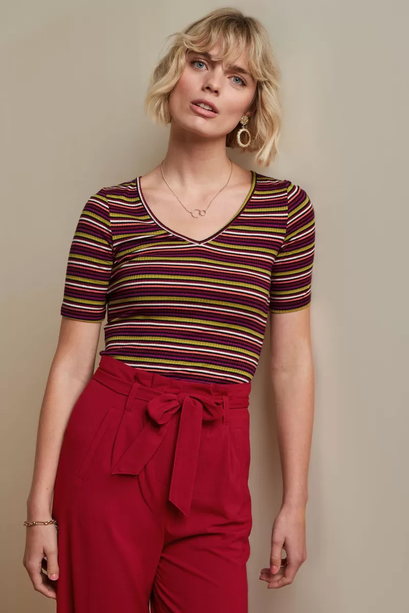 Vrouw King Louie Tops & Shirts-Carice V Top Brunelli Stripe