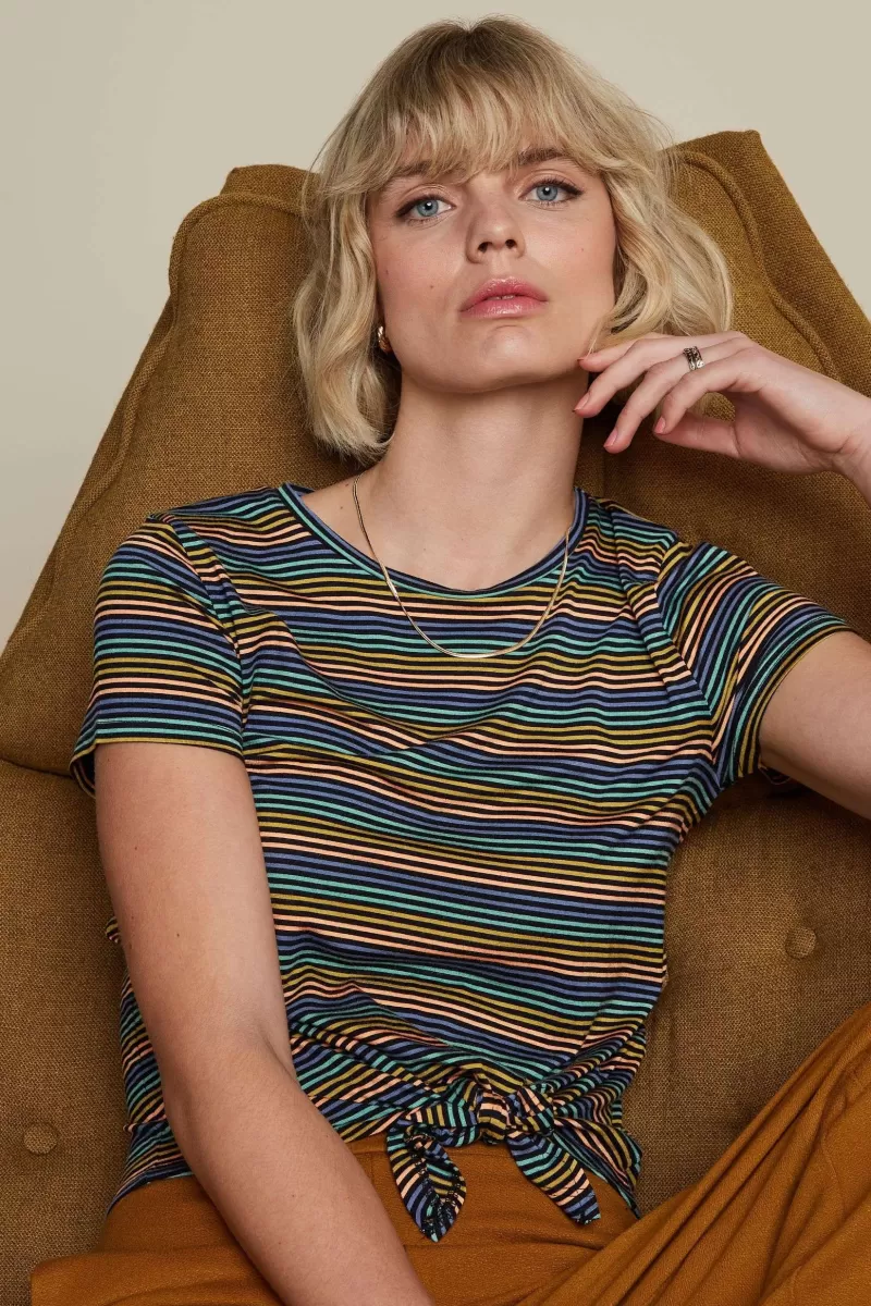 Vrouw King Louie Tops & Shirts-Knot Top Mariani Stripe