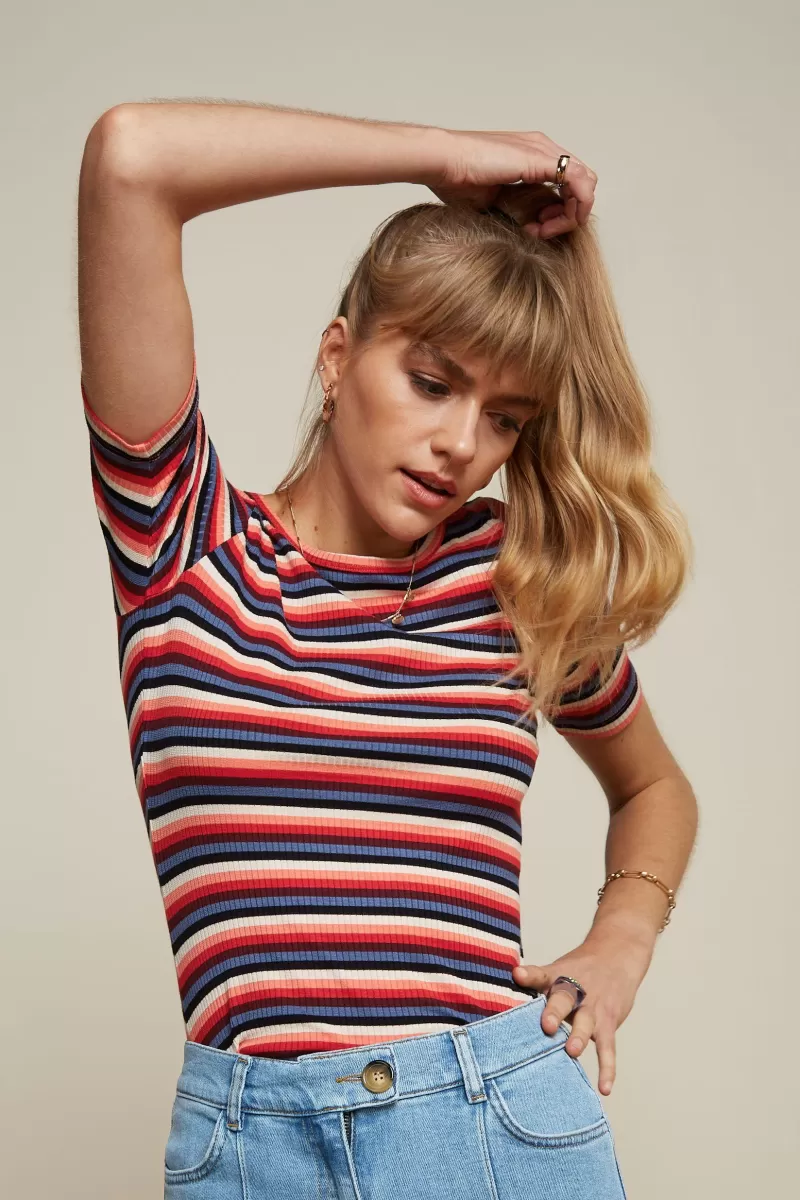 Vrouw King Louie Tops & Shirts-Lily Top Ocra Stripe