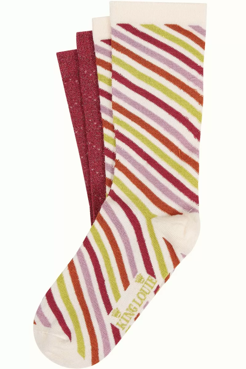 Vrouw King Louie Vintage Accessoires-Socks 2-Pack Cassava Stripe